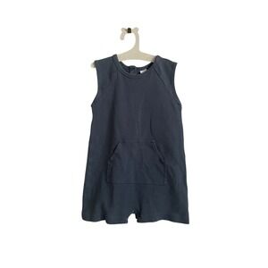 Kate Quinn Organic Cotton Sleeveless Romper 12-18M‎ Blue Snap Unisex Breathable
